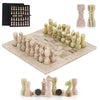 30cm Chess Set With Storage Box - Travertine & Green