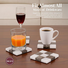 Load image into Gallery viewer, Marble Coasters Set of 4 - Checker Design
