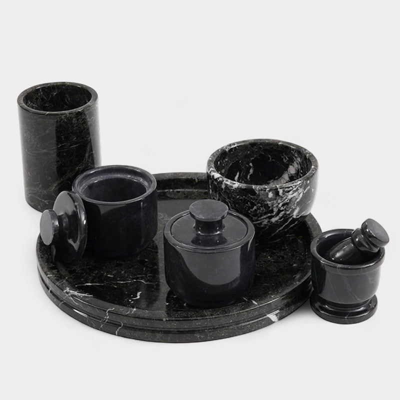 Marble Splendor Round Vanity Tray with Accessories