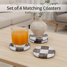 Load image into Gallery viewer, Round Coaster Plates Set of 4 - Checkers Design
