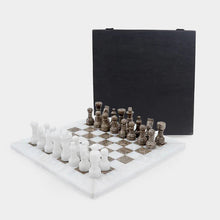 Load image into Gallery viewer, Marble 25cm Chess Set White &amp; Oceanic
