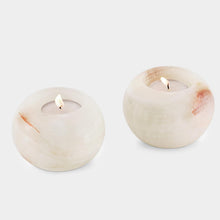 Load image into Gallery viewer, Marble Tea Light Candle Holder Set of 2 - White Onyx
