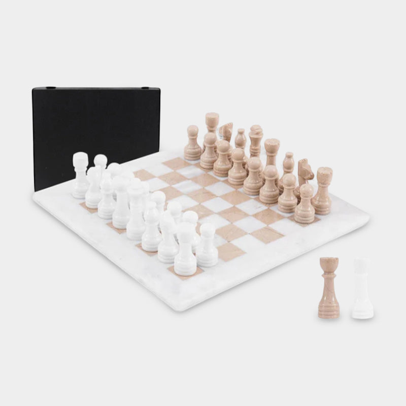 38cm Chess Set With Storage Box - White & Verona