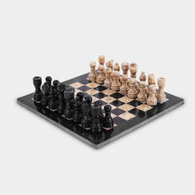 Load image into Gallery viewer, Marble 30cm Chess Set - Black &amp; Coral
