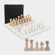 Load image into Gallery viewer, 38cm Chess Set White &amp; Travertine
