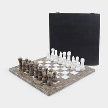 Load image into Gallery viewer, Marble 25cm Chess Set Oceanic &amp; White
