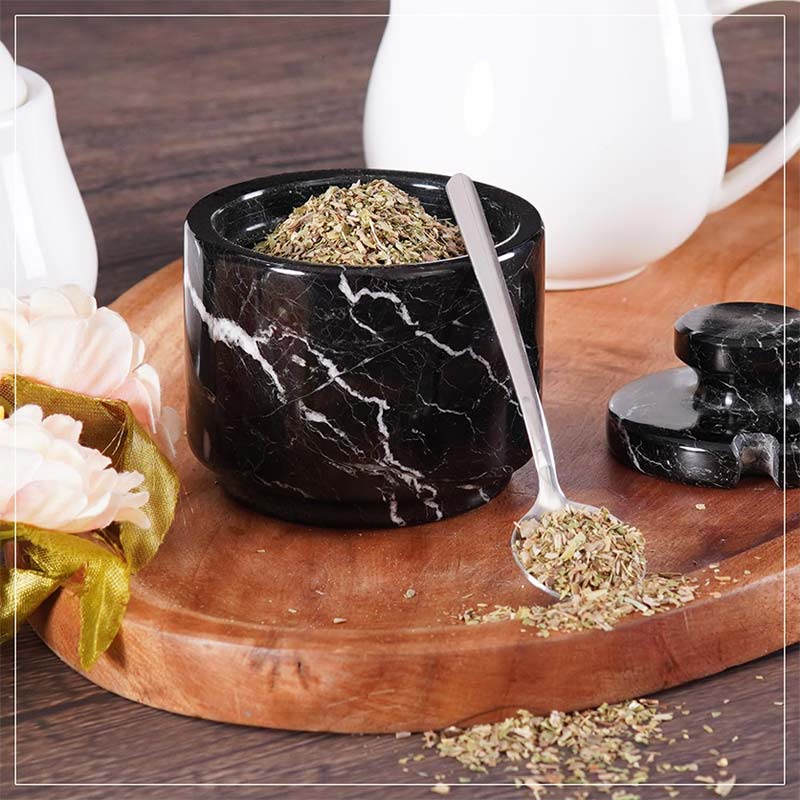 Marble Single Salt Cellar With Spoon