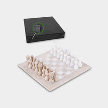 Load image into Gallery viewer, 30cm Chess Set With Storage Box - Travertine and White
