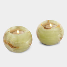 Load image into Gallery viewer, Marble Tea Light Candle Holder Set of 2 - Green
