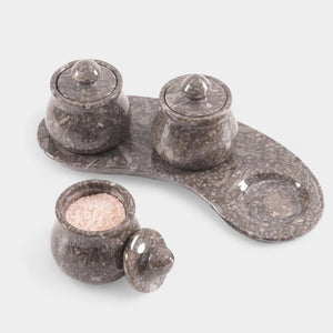 Marble Salt Cellar set of 3 with Tray