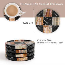 Load image into Gallery viewer, Round Coaster Plates Set of 4 - Checkers Design
