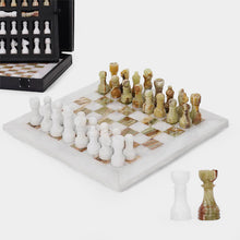 Load image into Gallery viewer, Marble 25cm Chess Set White &amp; Green
