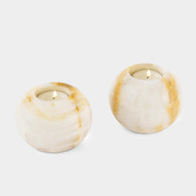 Load image into Gallery viewer, Marble Tea Light Candle Holder Set of 2 - White Onyx
