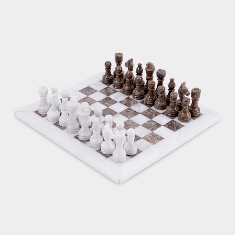 Marble 30cm Chess Set - White & Oceanic