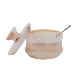 Marble Salt Cellar With Lid & Spoon