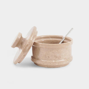 Marble Salt Cellar With Lid & Spoon