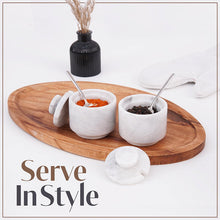 Load image into Gallery viewer, Handcrafted Marble Salt Cellar Set Of 2 With Spoons
