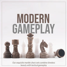 Load image into Gallery viewer, Marble 38cm Chess Set - Oceanic &amp; White
