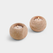 Load image into Gallery viewer, Set Of 2 Tealight Candle Holder (Travertine)

