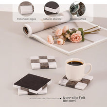 Load image into Gallery viewer, Marble Coasters Set of 4 - Checker Design
