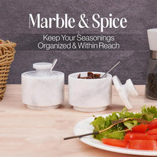 Load image into Gallery viewer, Handcrafted Marble Salt Cellar Set Of 2 With Spoons
