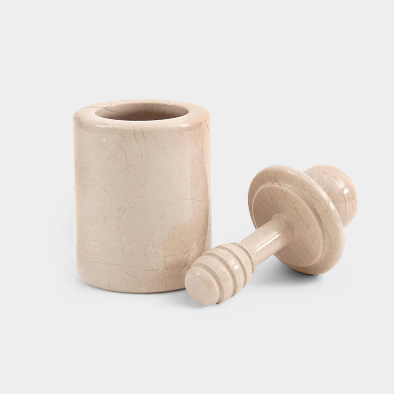 Marble Honey Jar with Dipper Lid