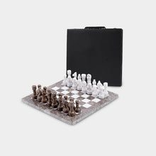 Load image into Gallery viewer, Marble 30cm Chess Set - Oceanic &amp; White
