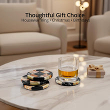 Load image into Gallery viewer, Round Coaster Plates Set of 4 - Checkers Design
