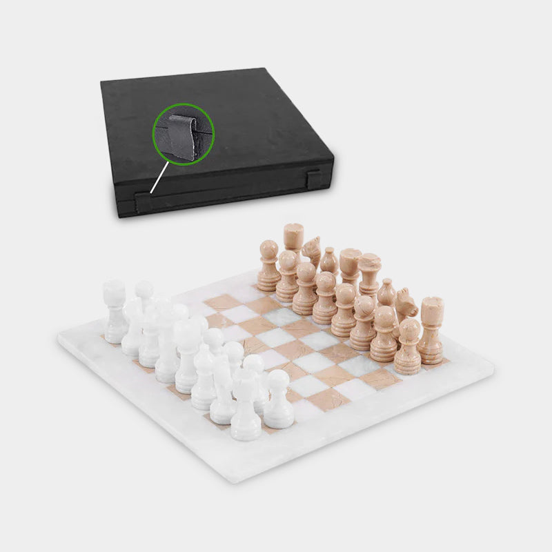 30cm Chess Set With Storage Box - White & Verona