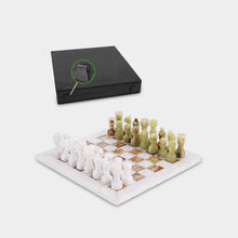 Load image into Gallery viewer, Marble 30cm Chess Set - White &amp; Green
