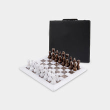 Load image into Gallery viewer, Marble 30cm Chess Set - White &amp; Oceanic
