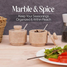 Load image into Gallery viewer, Handcrafted Marble Salt Cellar Set Of 2 With Spoons
