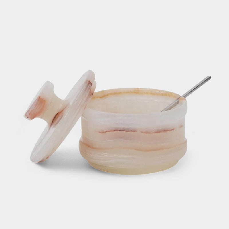 Marble Salt Cellar With Lid & Spoon
