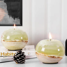 Load image into Gallery viewer, Marble Tea Light Candle Holder Set of 2 - Green
