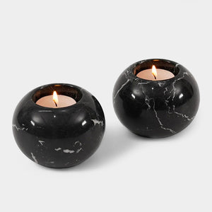 Set Of 2 Tealight Candle Holder Black
