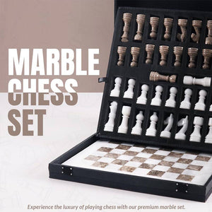 Marble 30cm Chess Set - White & Oceanic