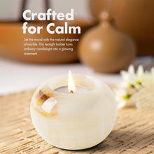 Load image into Gallery viewer, Marble Tea Light Candle Holder Set of 2 - White Onyx
