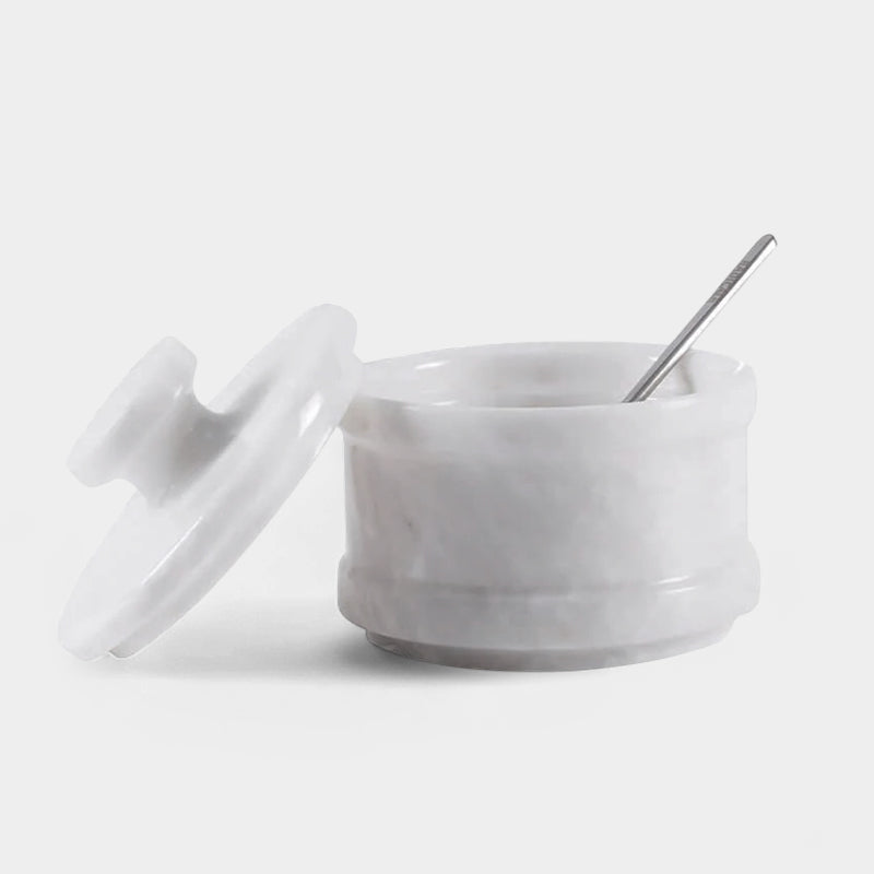 Marble Salt Cellar With Lid & Spoon