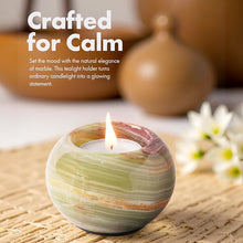 Load image into Gallery viewer, Marble Tea Light Candle Holder Set of 2 - Green
