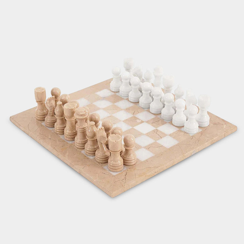 Marble 30cm Chess Set Verona & White