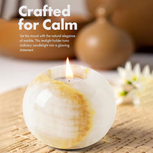 Load image into Gallery viewer, Marble Tea Light Candle Holder Set of 2 - White Onyx
