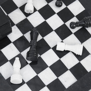 Marble 38cm Chess Set - Black & White
