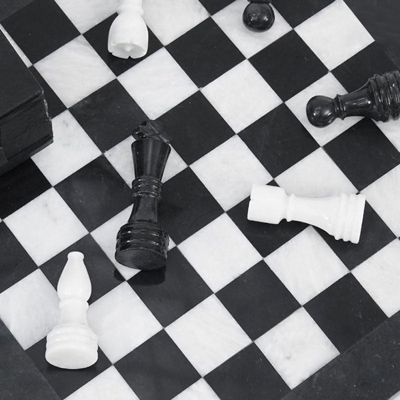 Marble 38cm Chess Set - Black & White