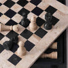 38cm Chess Set With Storage Box - Travertine & Black