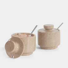 Load image into Gallery viewer, Handcrafted Marble Salt Cellar Set Of 2 With Spoons
