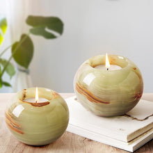 Load image into Gallery viewer, Marble Tea Light Candle Holder Set of 2 - Green
