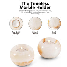 Load image into Gallery viewer, Marble Tea Light Candle Holder Set of 2 - White Onyx
