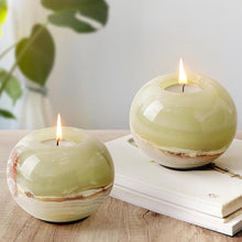 Load image into Gallery viewer, Marble Tea Light Candle Holder Set of 2 - Green
