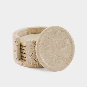 Marble Coaster Set with Holder