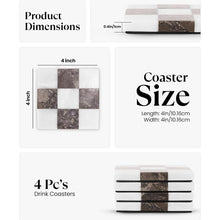 Load image into Gallery viewer, Marble Coasters Set of 4 - Checker Design
